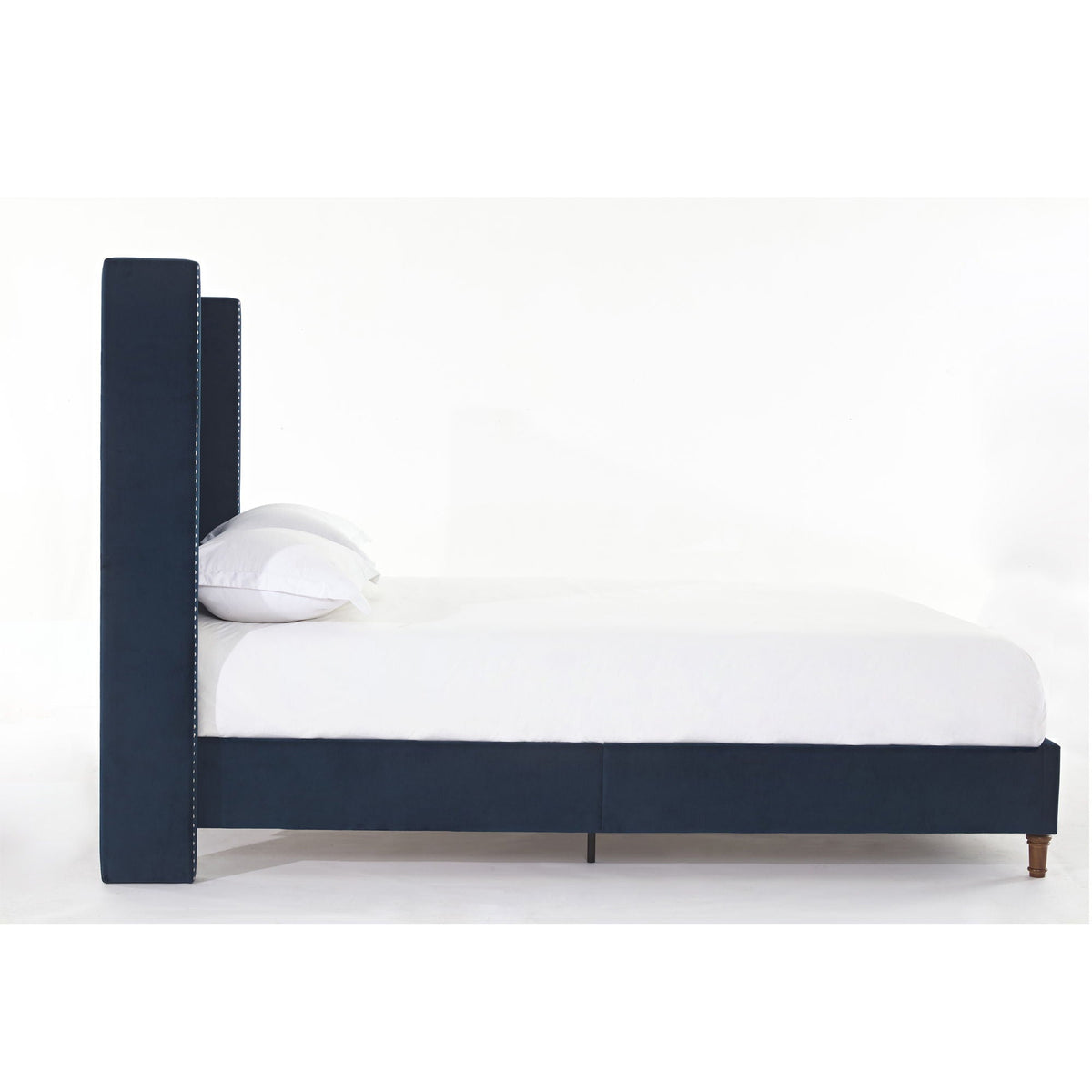 Upholstered Bed with 54" High Headboard and Hand Buttoned Tufting - White or Blue
