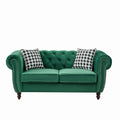 Chesterfield Fabric Loveseat with Nailhead Accents - Dark Green