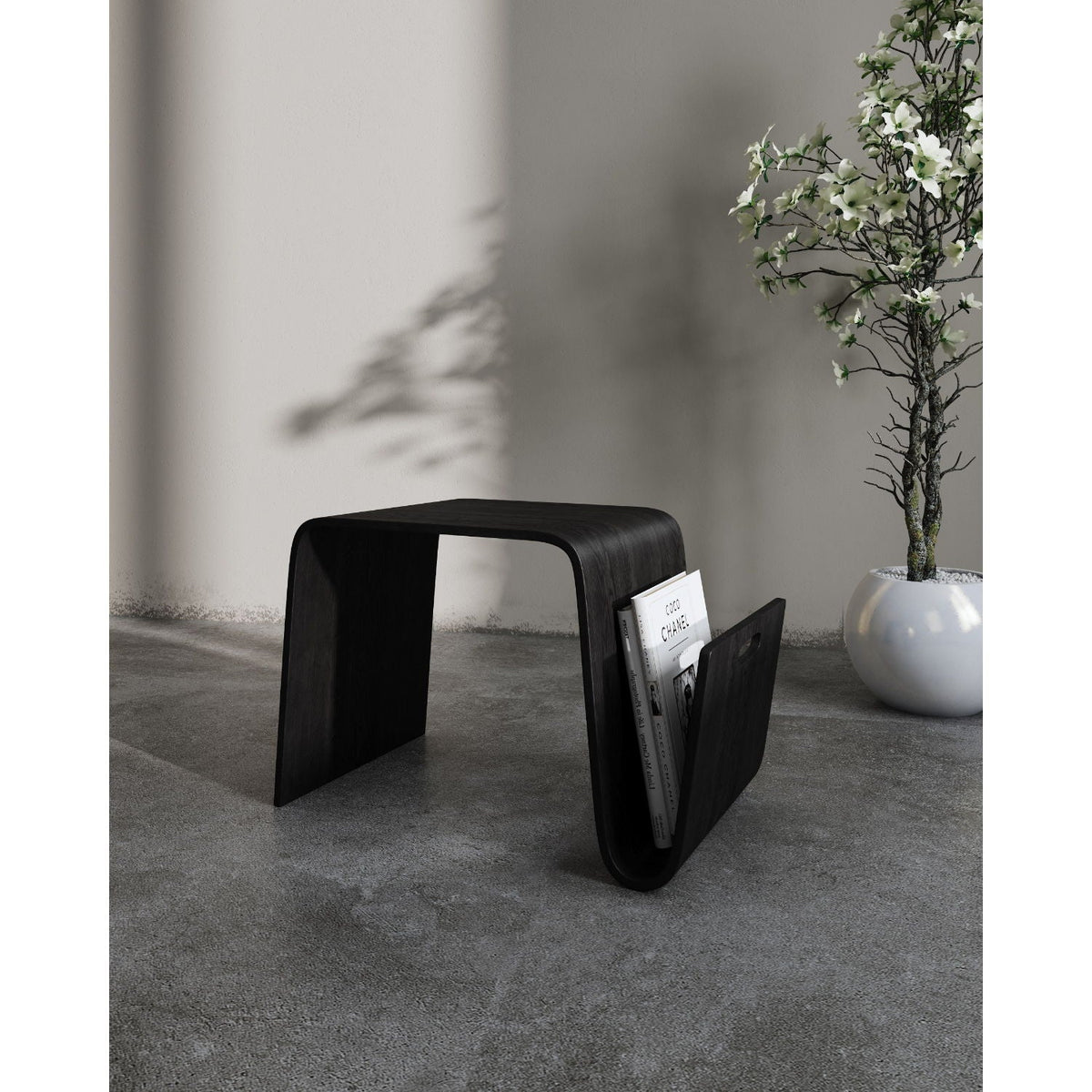 Brookside End Table with Curved Magazine Shelf - Dark Brown or Black