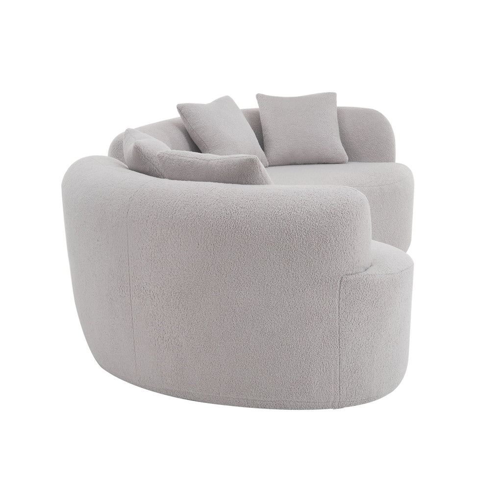 Curved 4 Seater Full Compression Sponge Sofa with Soft Upholstery - White or Gray