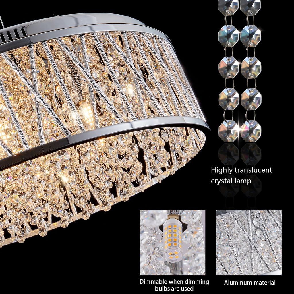 Modern Crystal Chandelier with Crystal Accents - 19 Inch