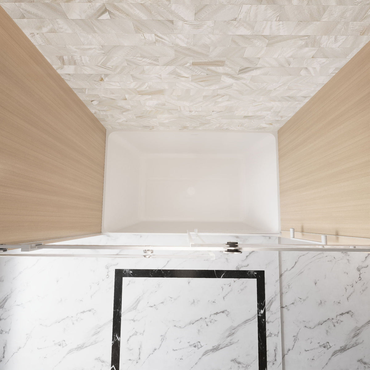 Frameless Single Sliding Shower Door with Square Tube Track - Gray