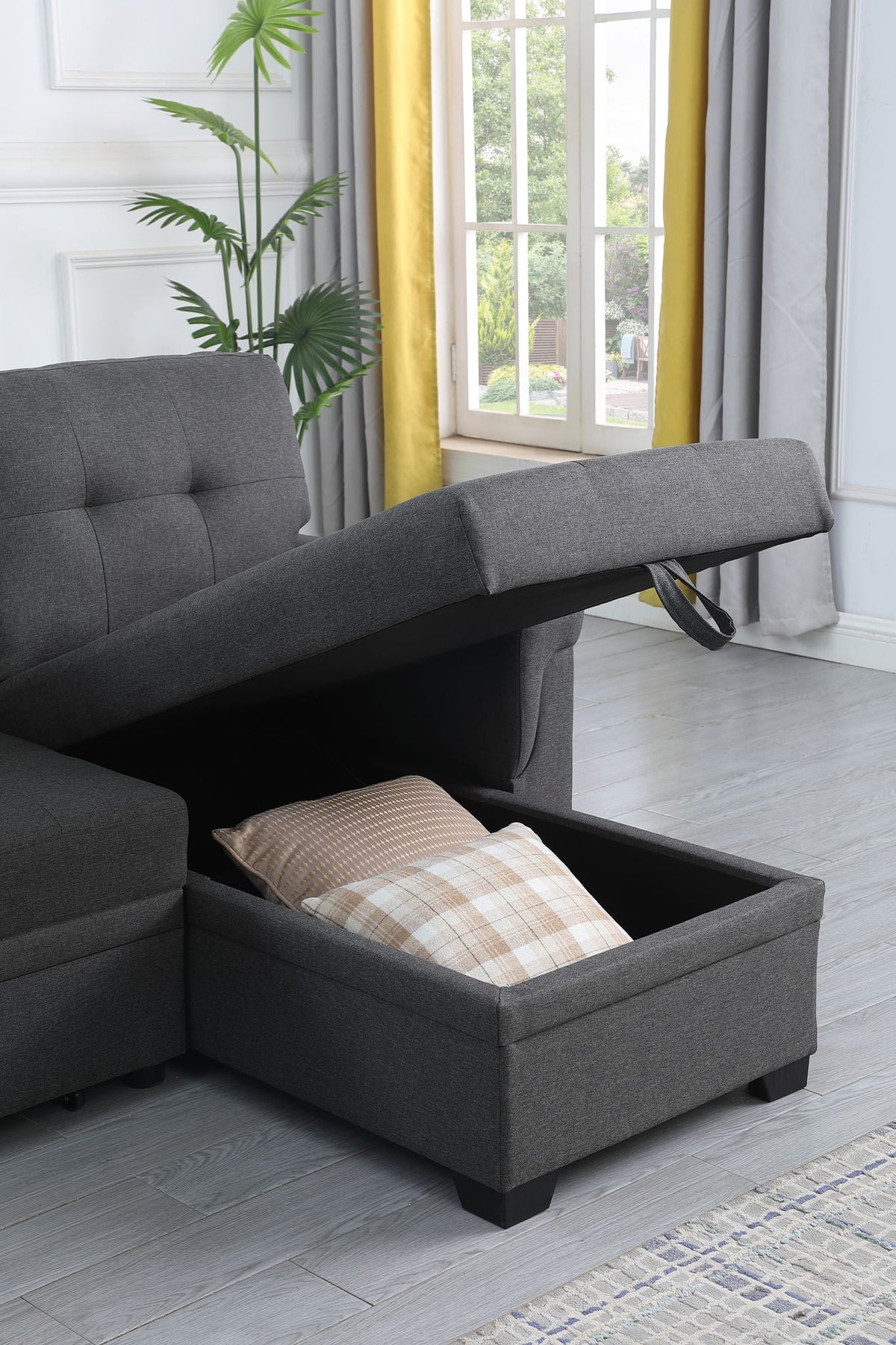 Lucca Reversible Sleeper Sectional Sofa With Storage Chaise