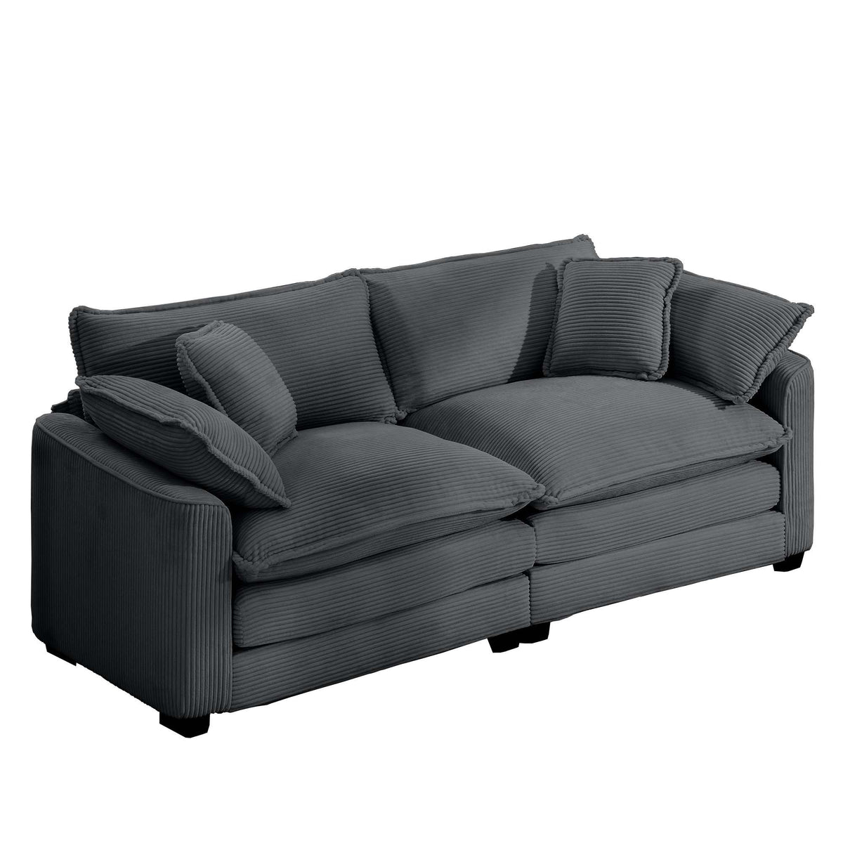 Modern Upholstered Deep Seating Loveseat with 4 Pillows - Multiple Colors