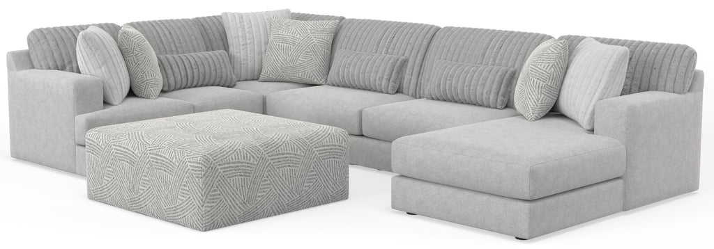 Logan - Upholstered Sectional With Comfort Coil Seating - 46" Cocktail Ottoman And Accent Pillows Included