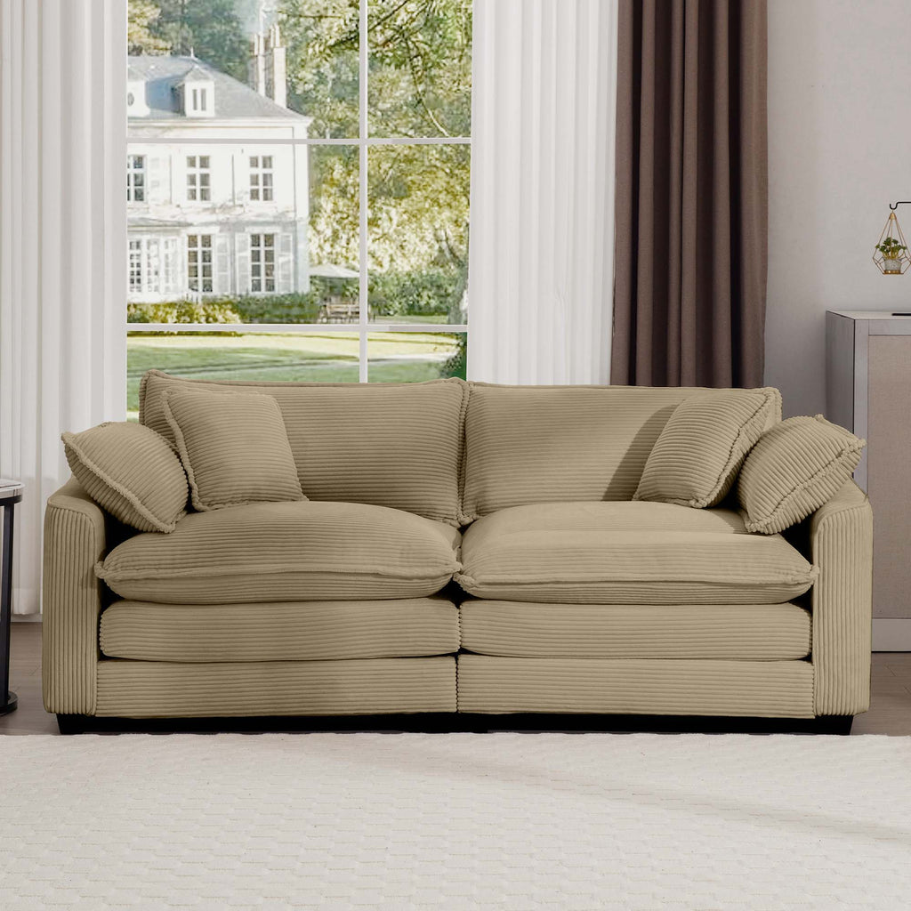 Modern Upholstered Deep Seating Loveseat with 4 Pillows - Multiple Colors
