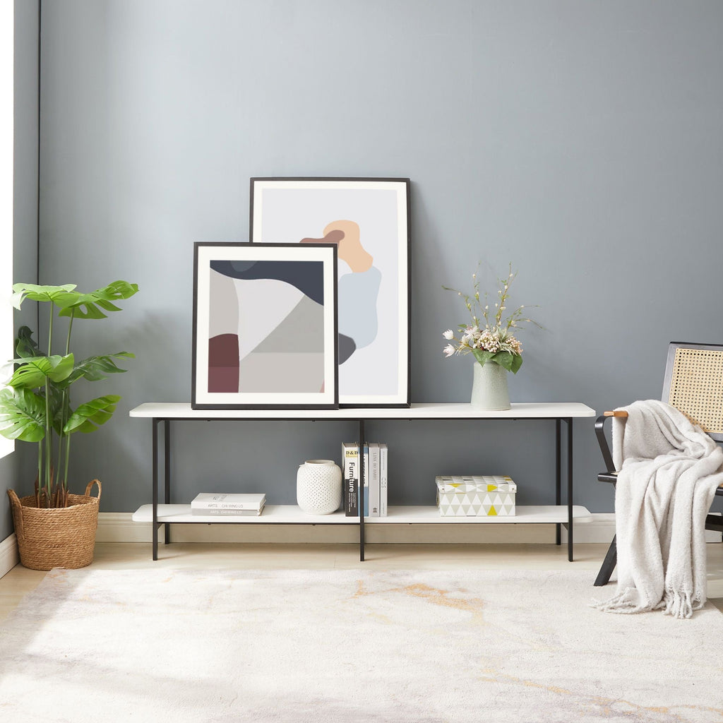 Celine 2 Shelf Console Table with Durable Construction - Gray, White, Black