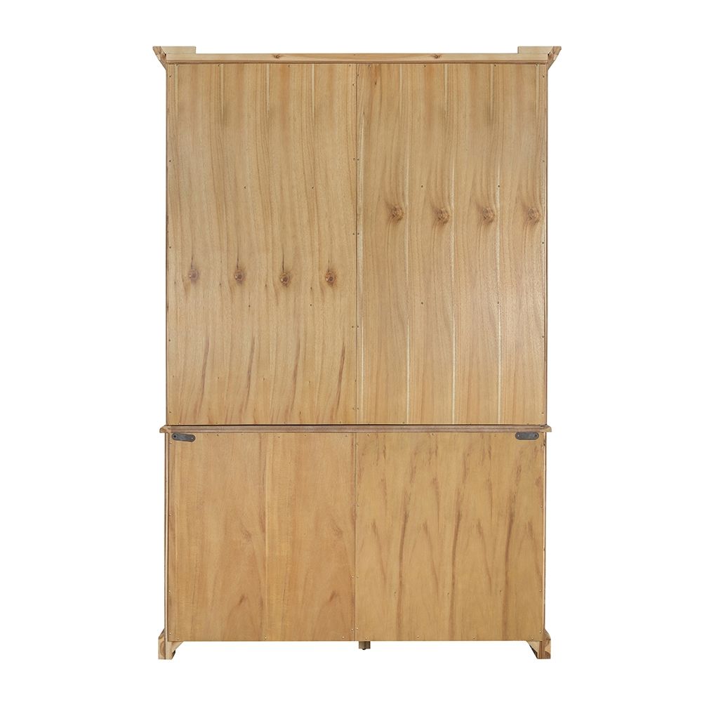 French Country Wood Cabinet Bookcase with Solid Acacia Construction - Light Brown or White
