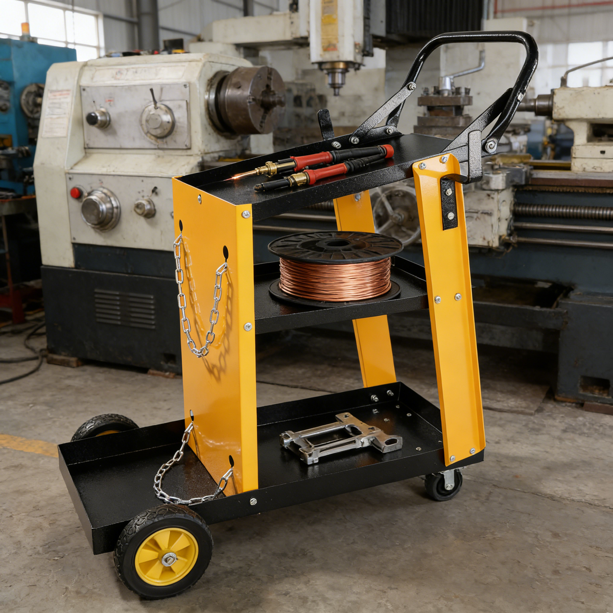 Multi Function 3 Tier Welding Cart with Iron Construction - Black