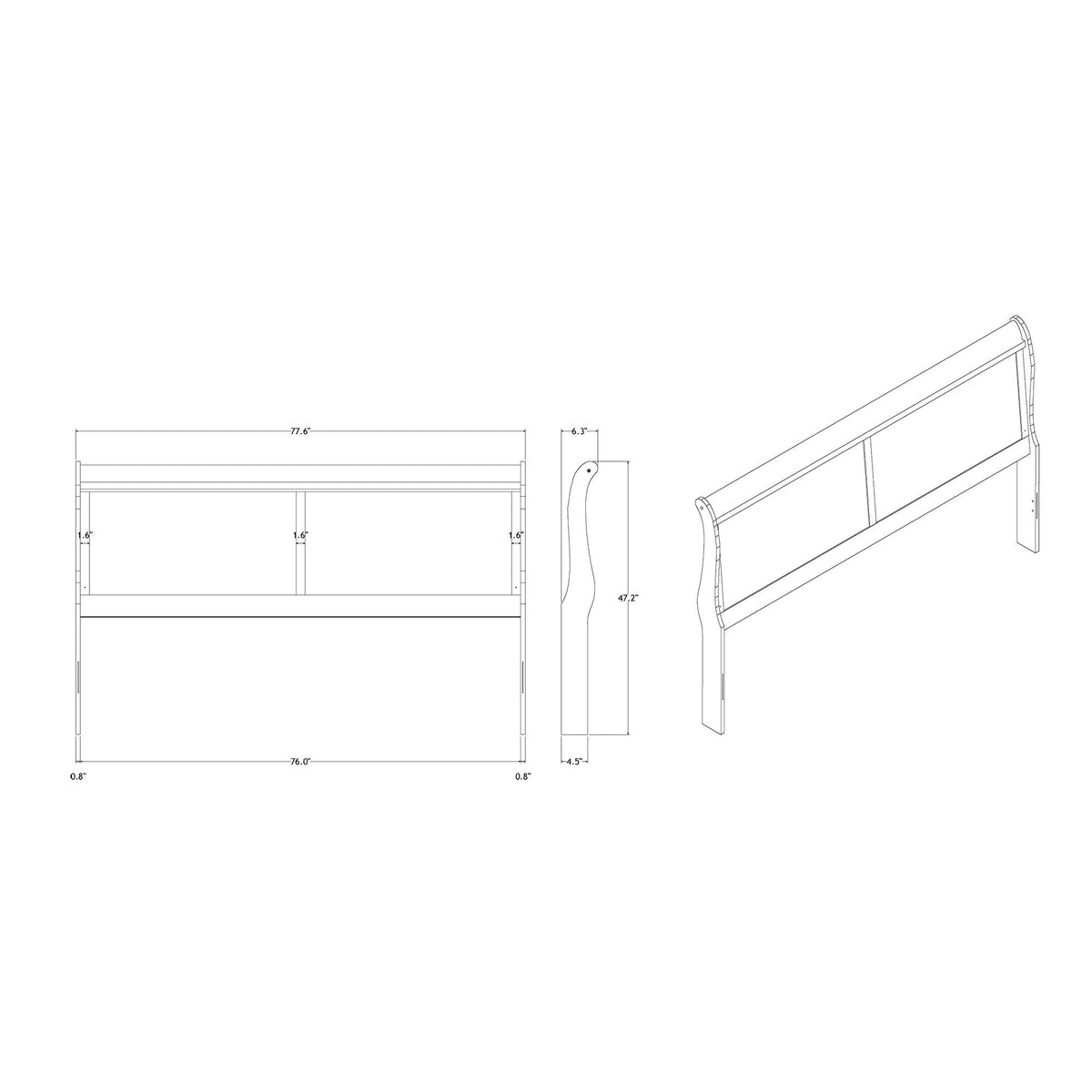 Charlston Sleigh Bed with LED Lighting - Blue or White