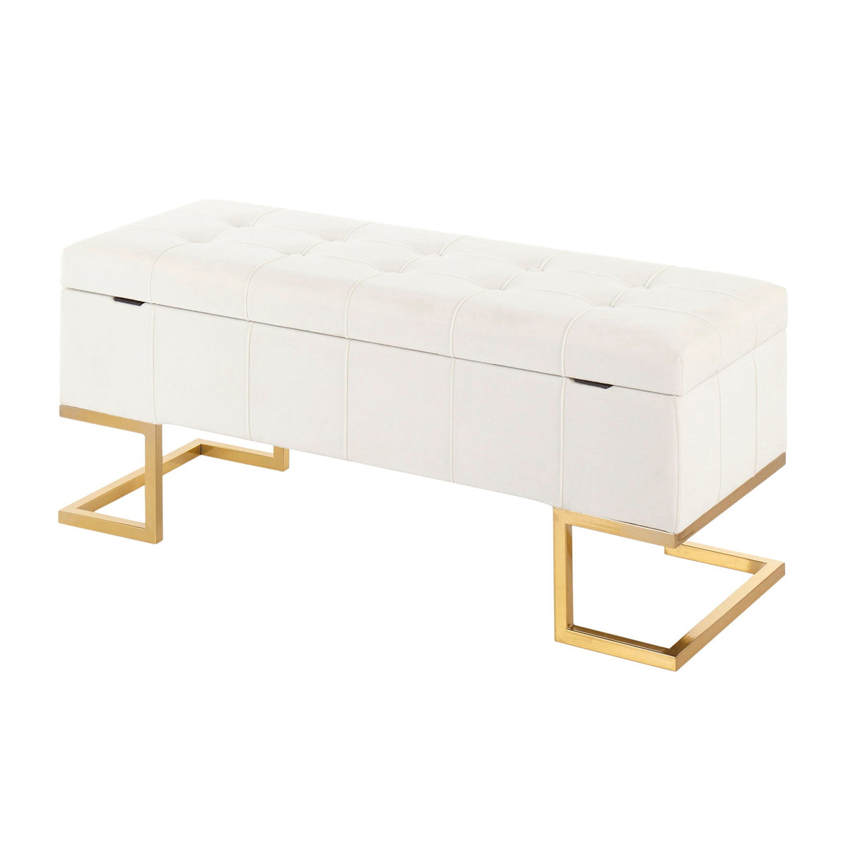 Contemporary Storage Bench with Flip-Top Storage - White