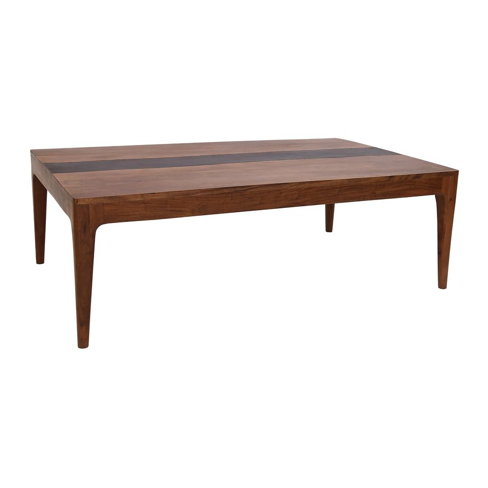 Natural Wood Dining Table with Live-Edge Inspired Detail - Brown