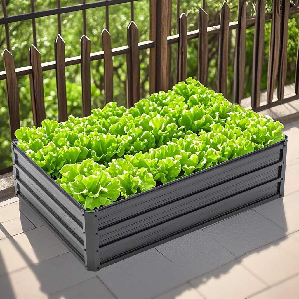 4x3x1ft Metal Raised Garden Bed with Galvanized Steel - Black
