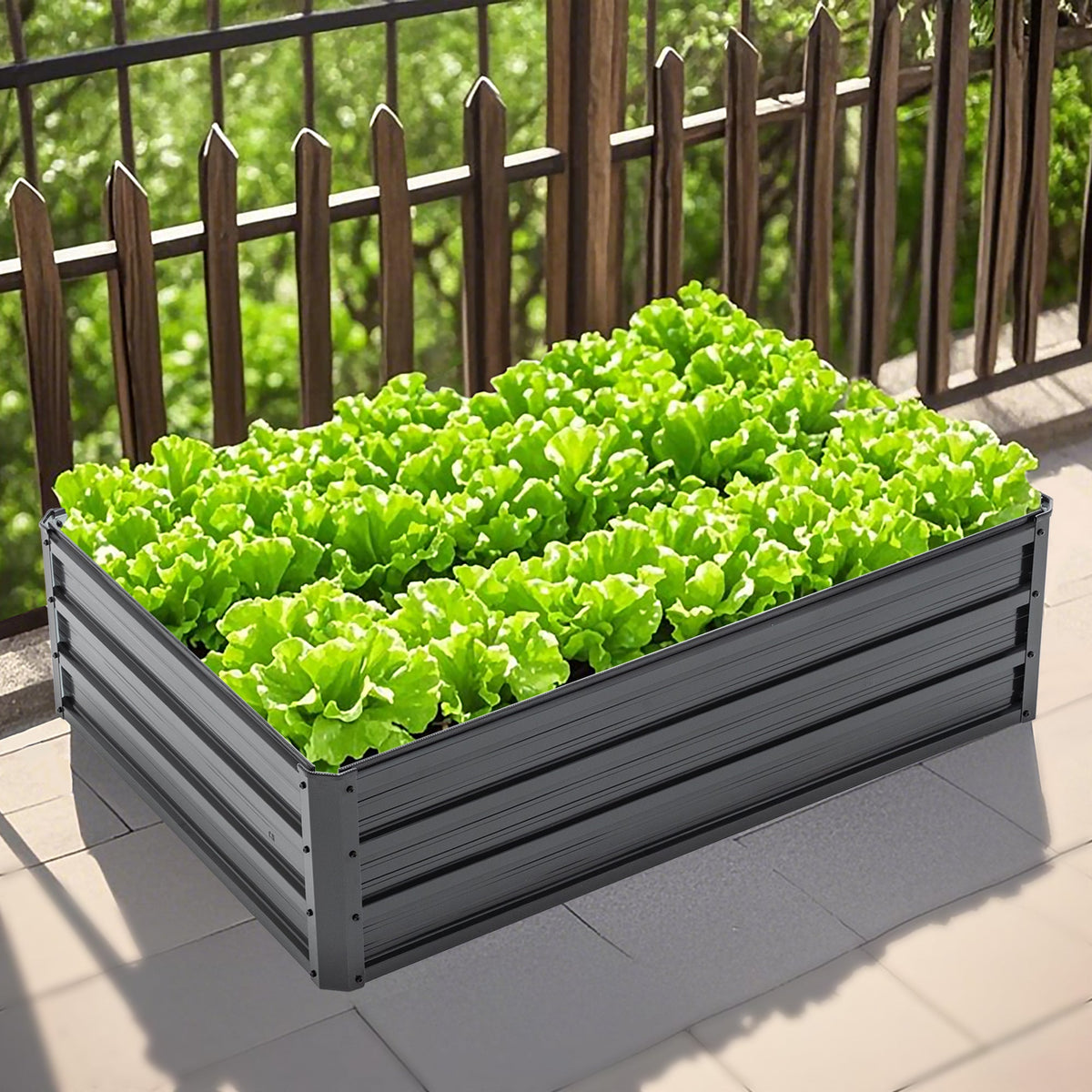 4x3x1ft Metal Raised Garden Bed with Galvanized Steel - Black