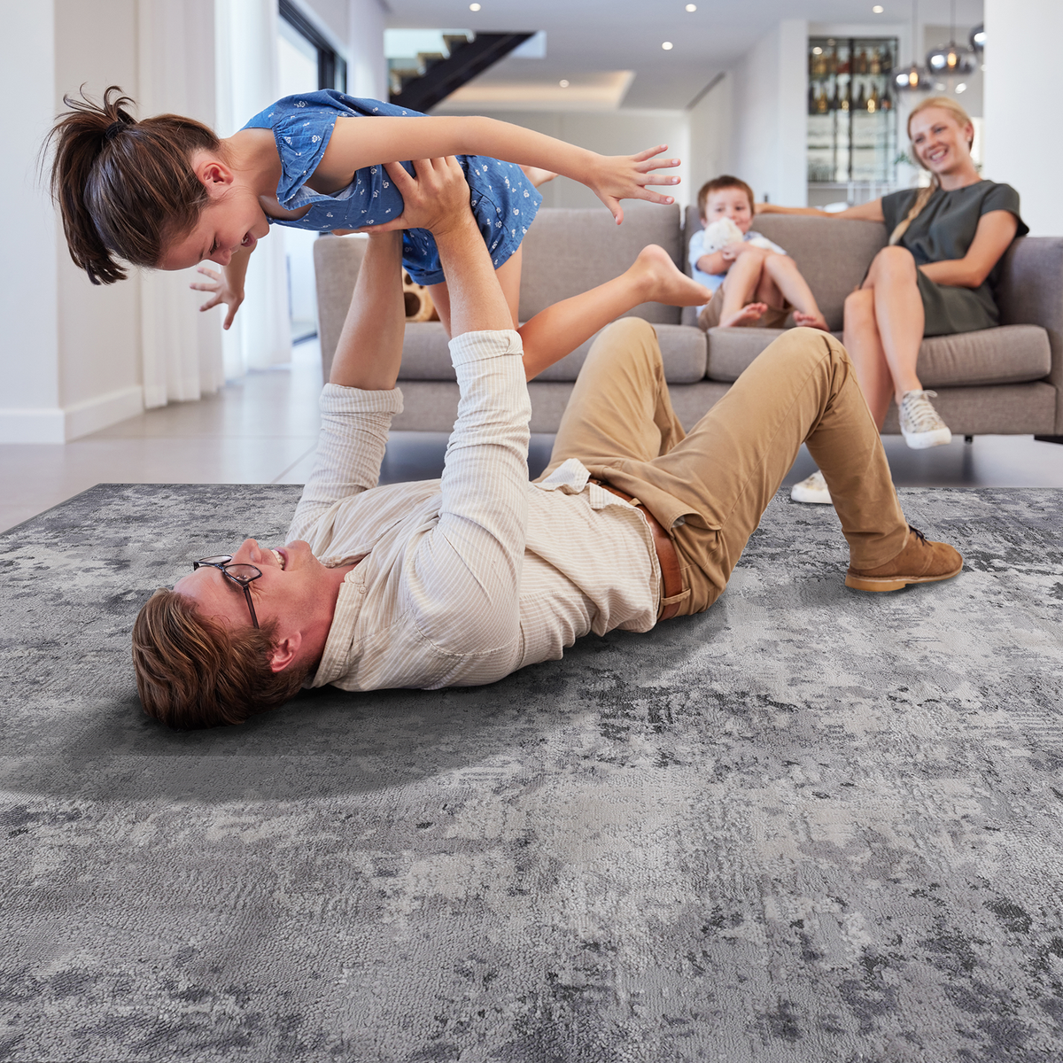 MARFI Collection 6.7x9 Light Rug with Durable Polyester - Light