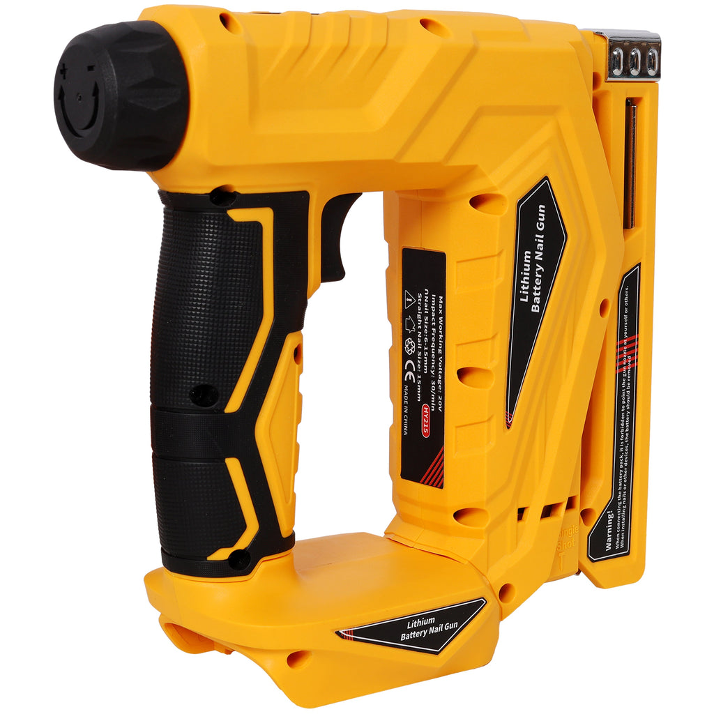 2-in-1 Cordless Brad Nailer & Narrow Crown Stapler with Adjustable Depth - Yellow