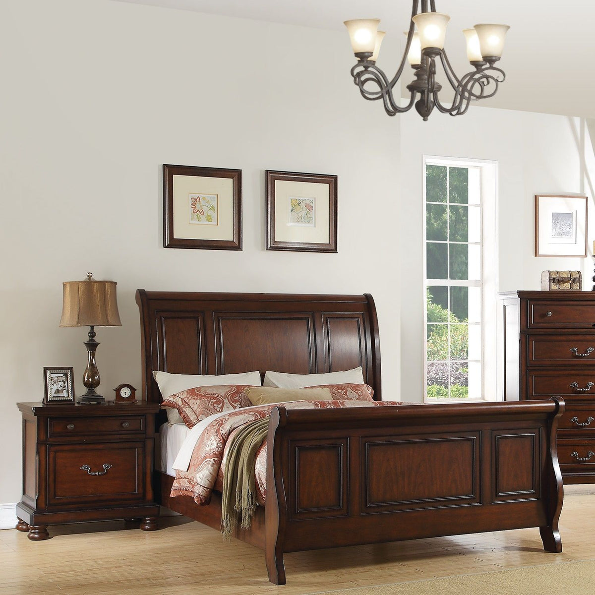 Panel 3 Piece Bedroom Set with Nightstands - Dark Gray or Dark Brown