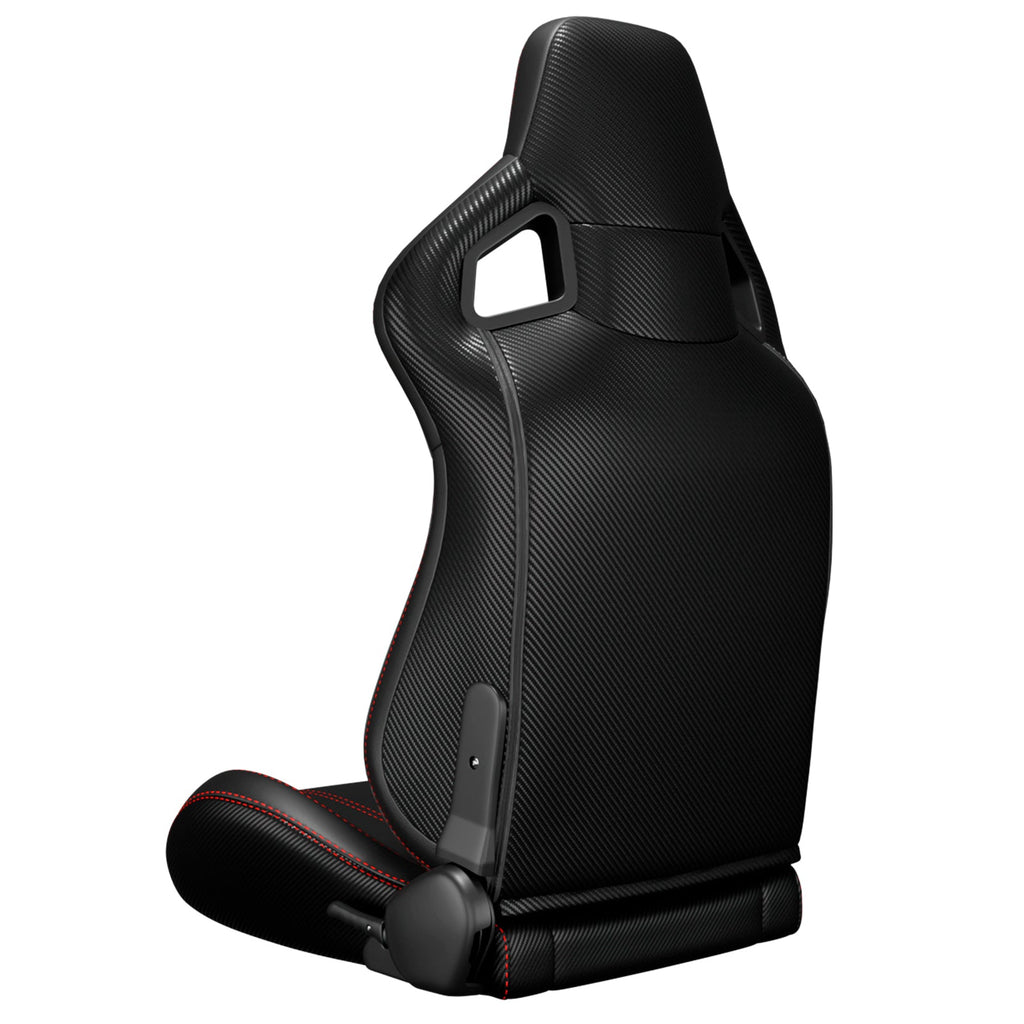 2PC Universal Bucket Racing Seats with Ergonomic Support - PVC Black