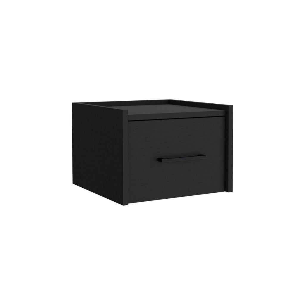 Floating Nightstand with Handy Drawer - Black