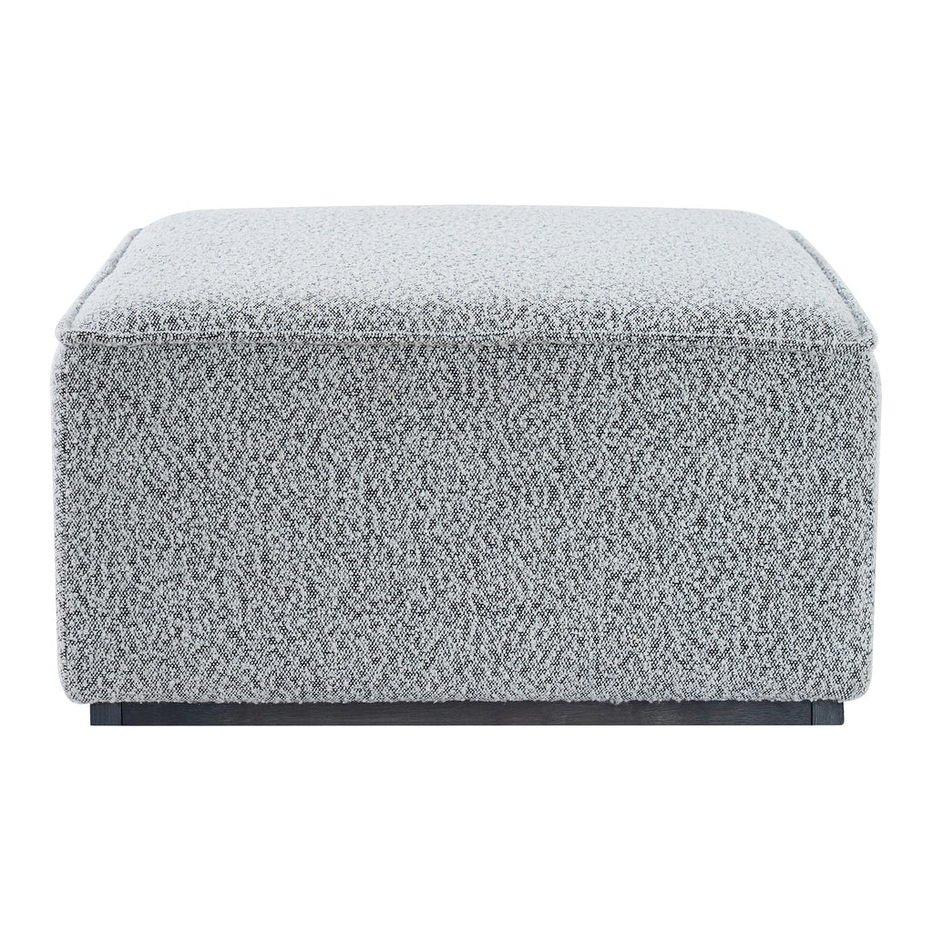 Square Upholstered Ottoman with Solid Wood Legs - Black-and-White Fabric