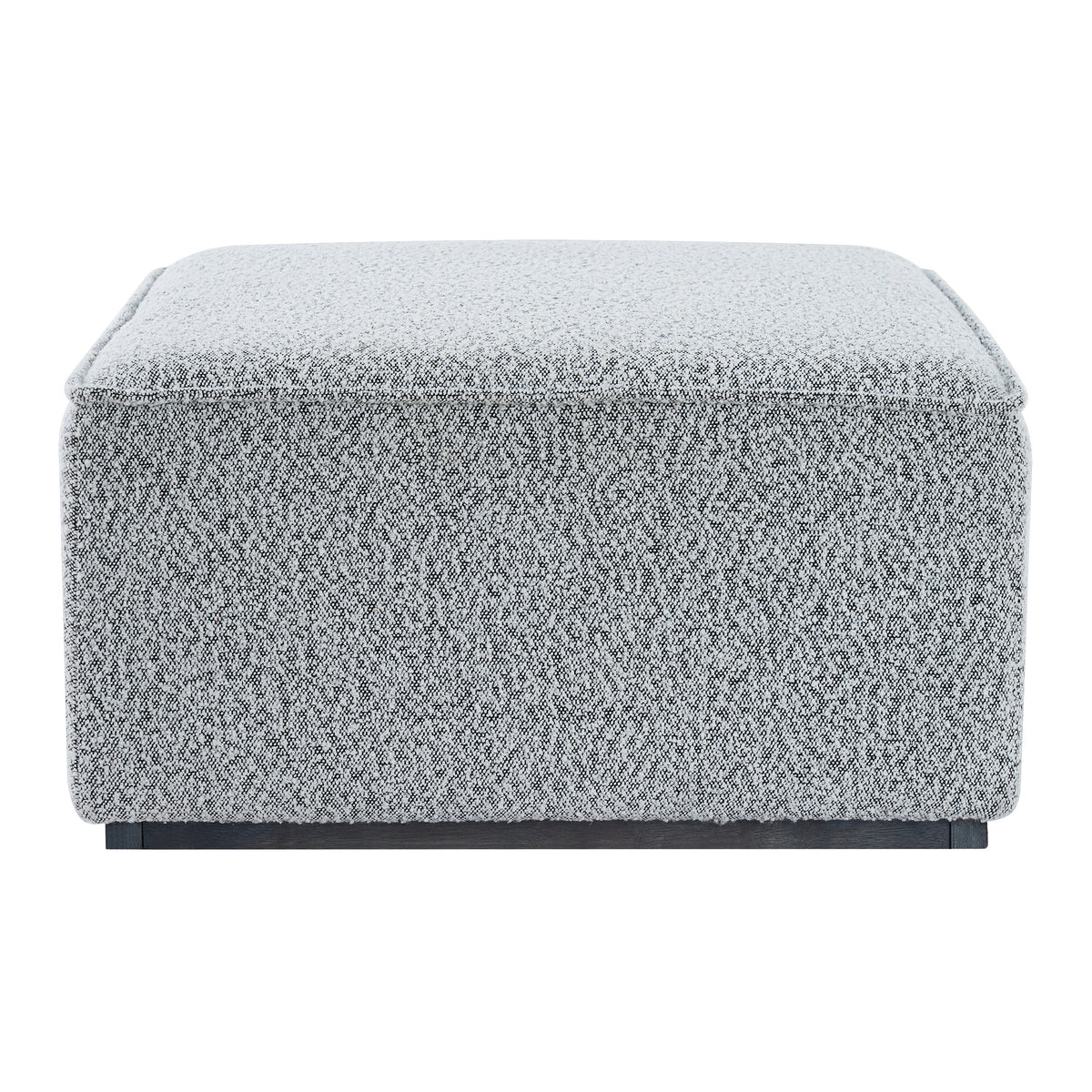Square Upholstered Ottoman with Solid Wood Legs - Black-and-White Fabric