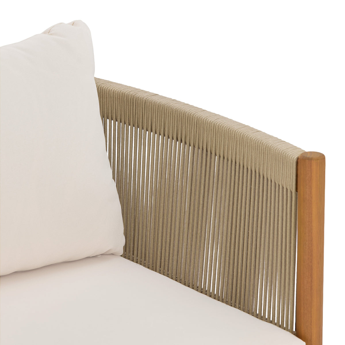 Outdoor Club Chair with Acacia Wood Frame and Rope Panels – Teak Look