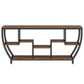 Extra Long Entryway Console Sofa Table with 7 Tier Shelves - Brown / Black