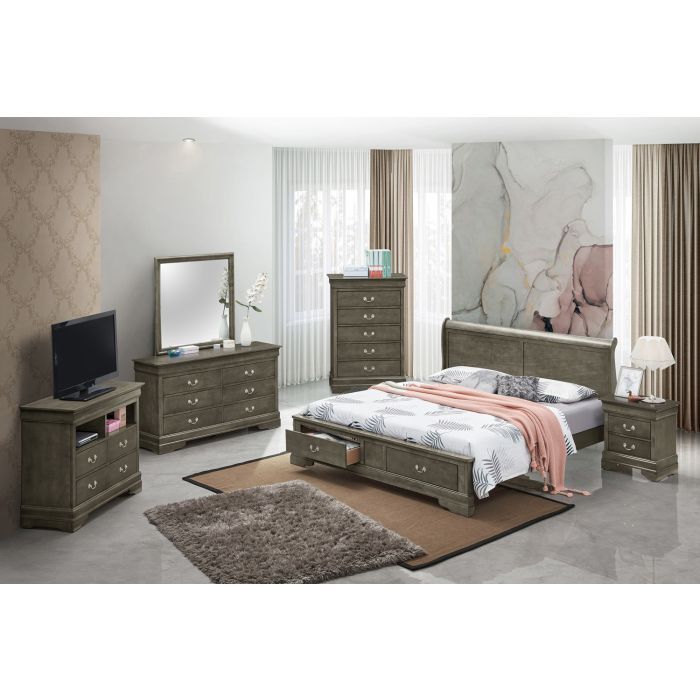 Upholstered Panel Sleigh Storage Bed with Dove Tail Drawers - Multiple Colors