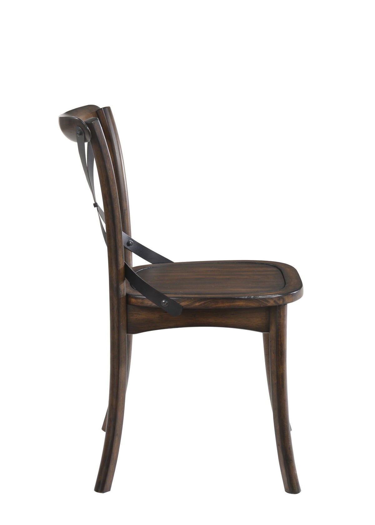 Kaelyn Metal Side Chair Set of 2 with Black Metal Backrest - Dark Oak