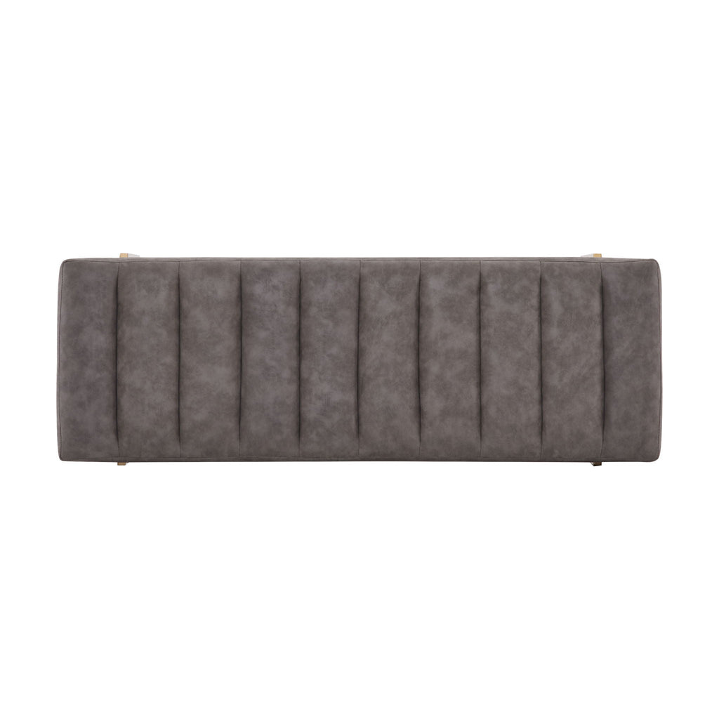 Luxury Upholstered Ottoman Bench with Channel Tufting and Metal Base - Gray