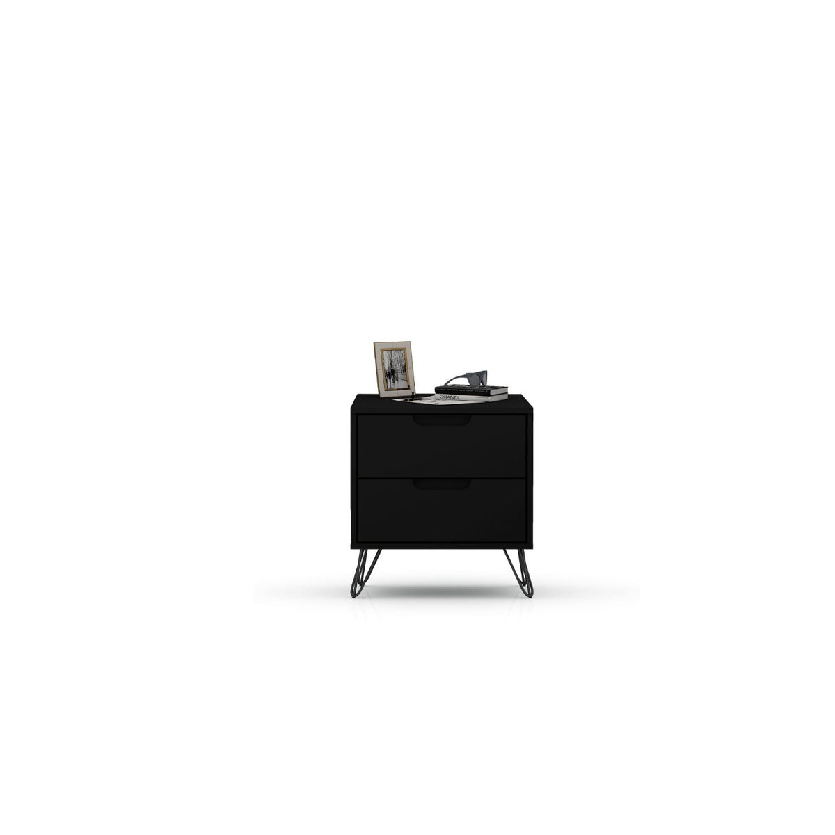 2 Drawer Nightstand with Durable Splayed Legs - Multiple Colors