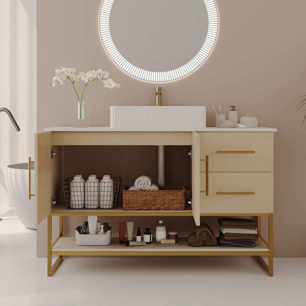 Modern Bathroom Vanity with Ceramic Vessel Sink
