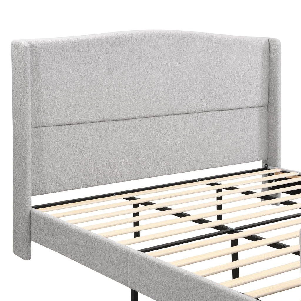 Platform Bed Frame with Tall Headboard and High Footboard - White or Gray