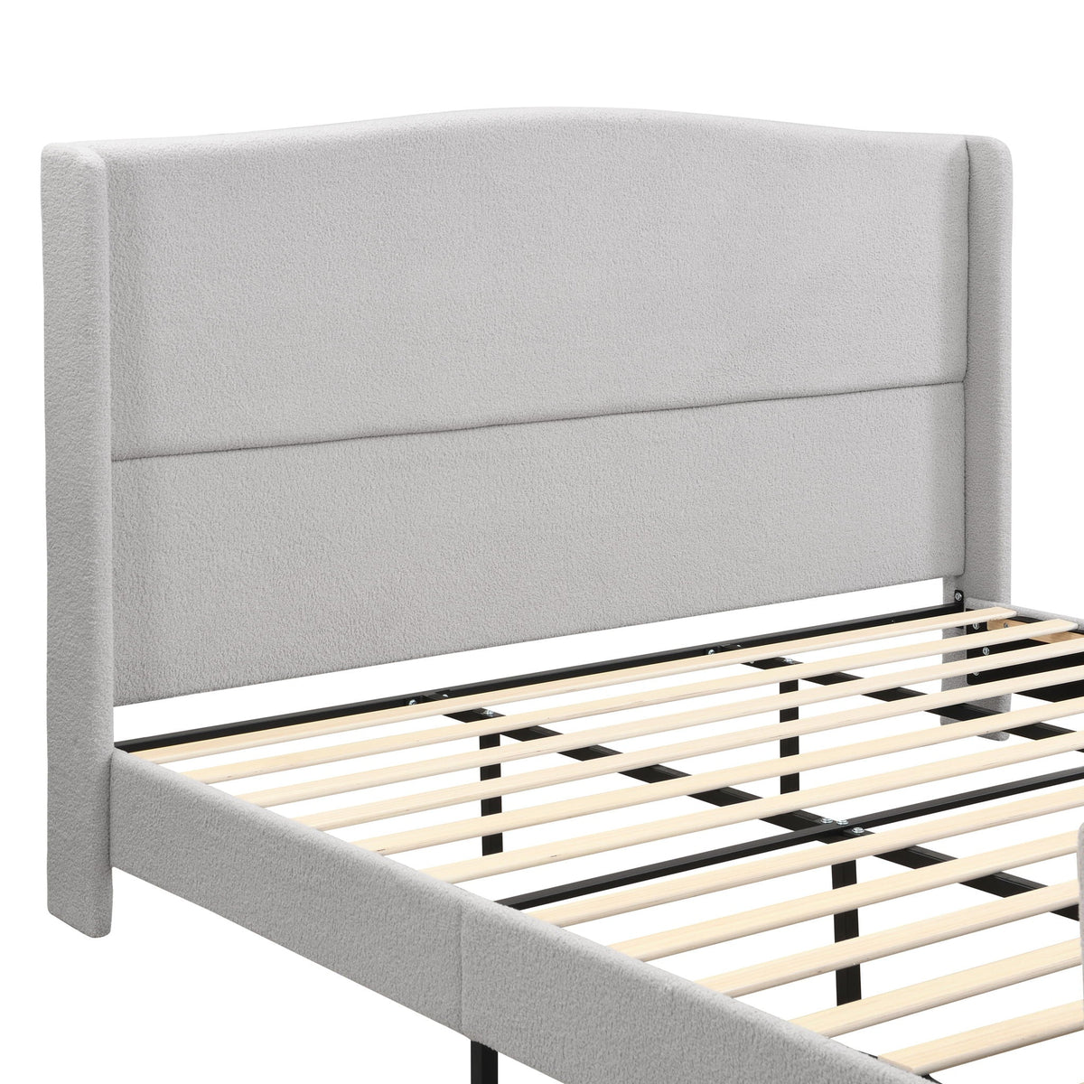 Platform Bed Frame with Tall Headboard and High Footboard - White or Gray