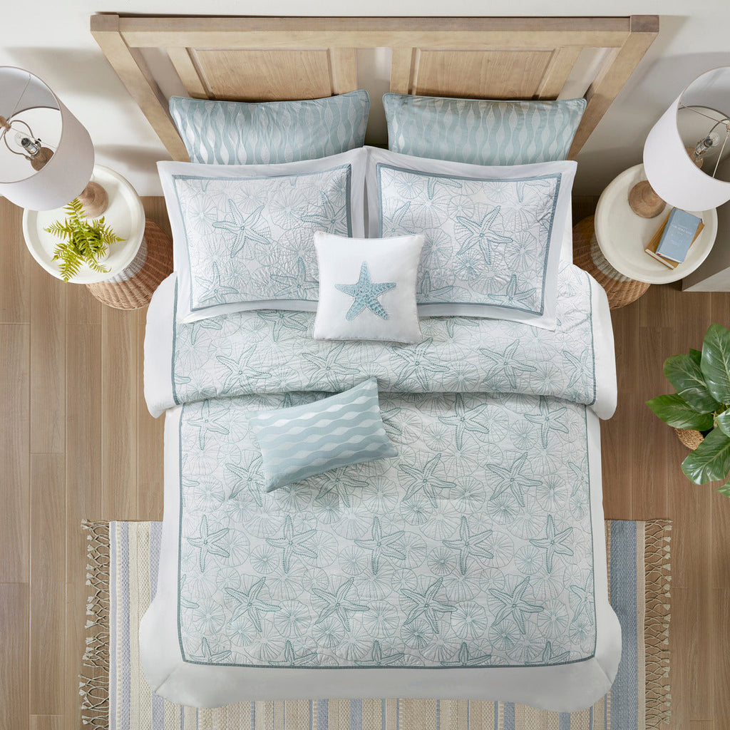 White King Duvet Cover Mini Set with Seashell Embroidery
