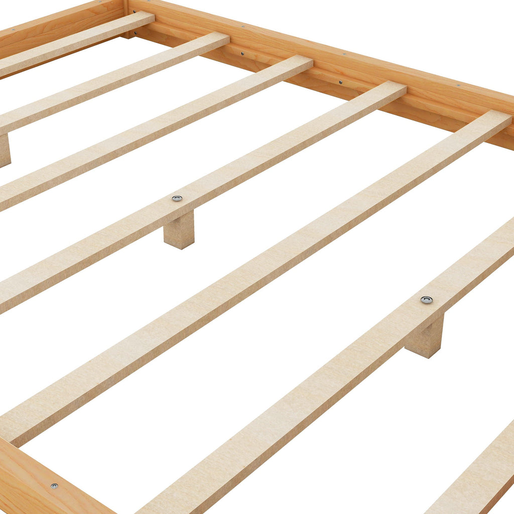 Wood Canopy Platform Bed with Airflow Slats and Support Legs - White or Light Brown