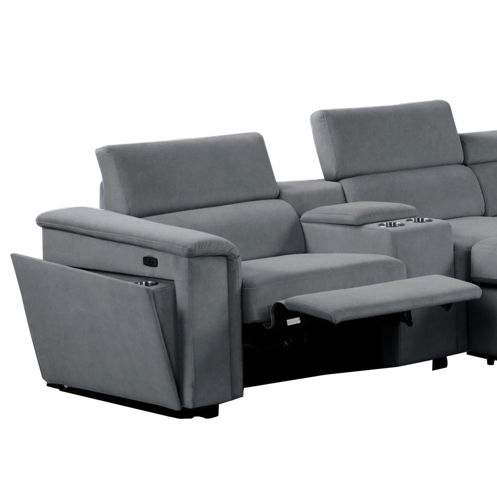 Power Recliner Sleeper Sectional with Adjustable Headrest and Storage - Dark Gray or Beige