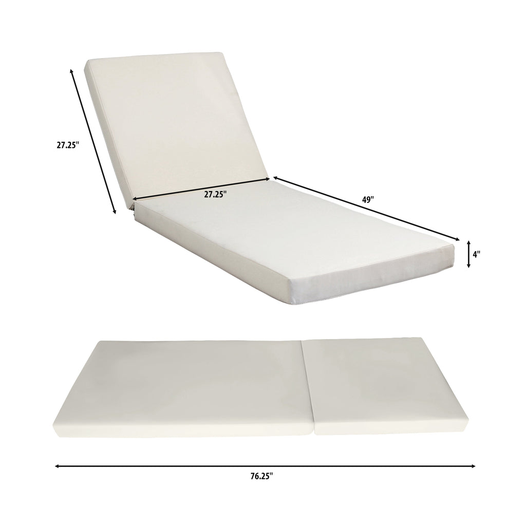 Acacia Solid Wood Lounge Chaise Set with Water-Resistant Cushion - Black