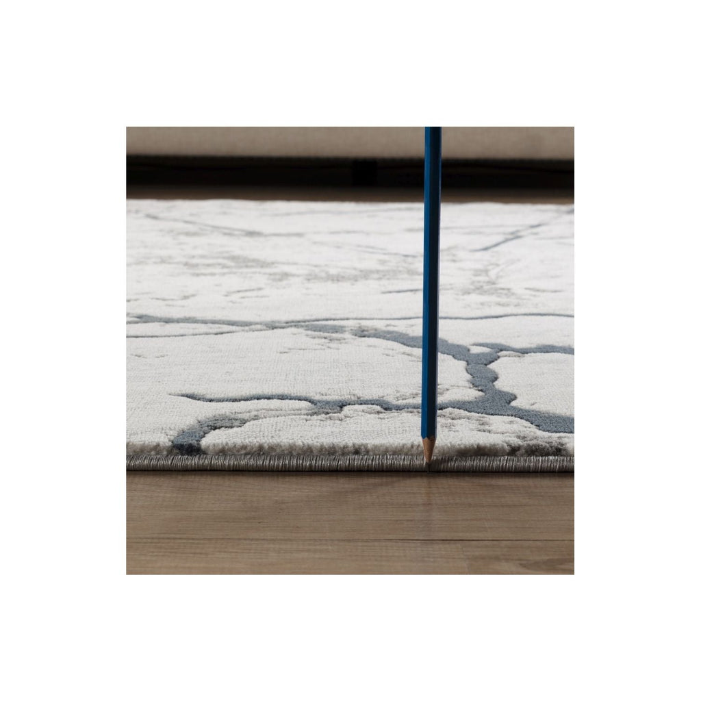 Geometric 3D Effect Area Rug with Durable Polyester - Ivory / Gray