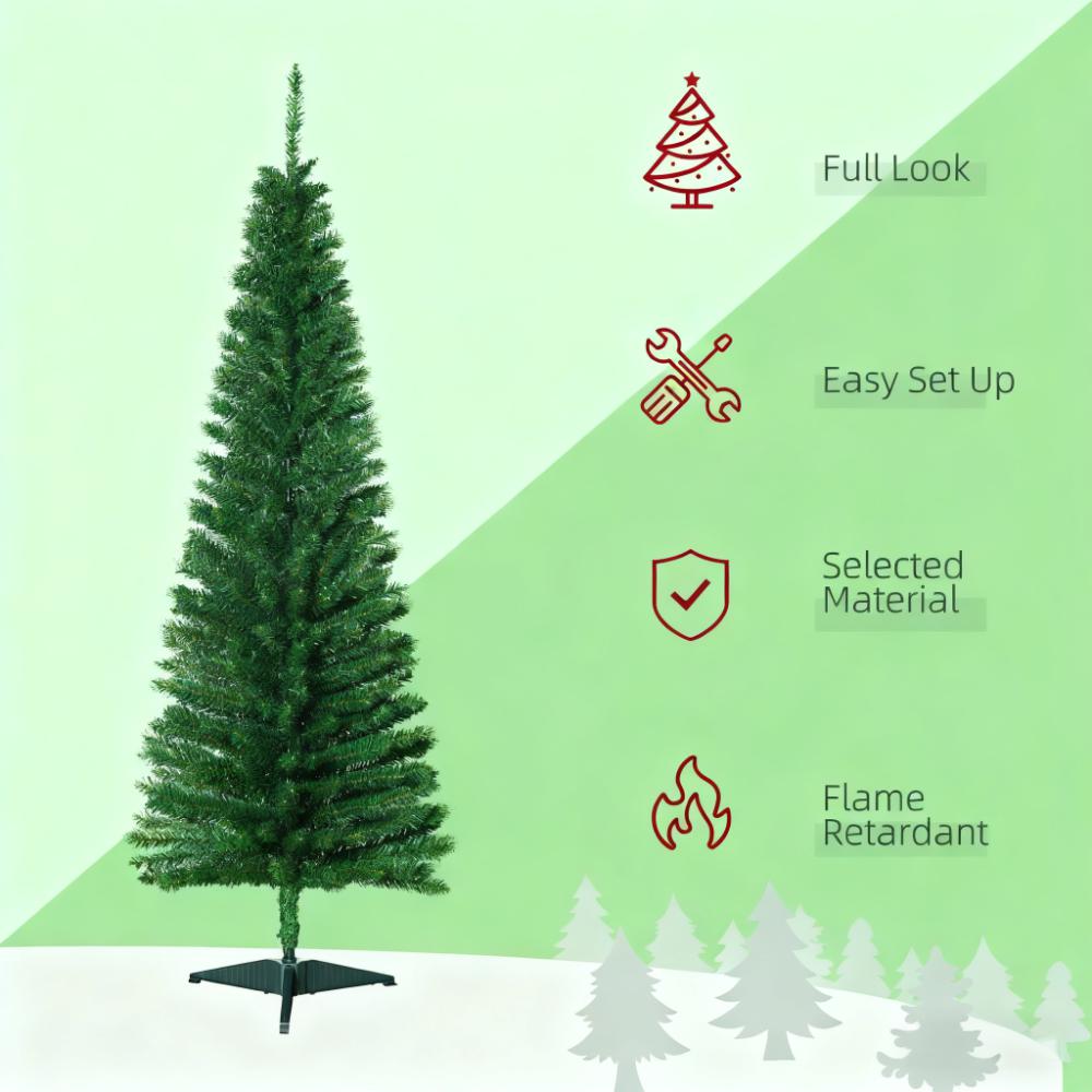 Artificial Pencil Christmas Tree with Slim Profile - Green
