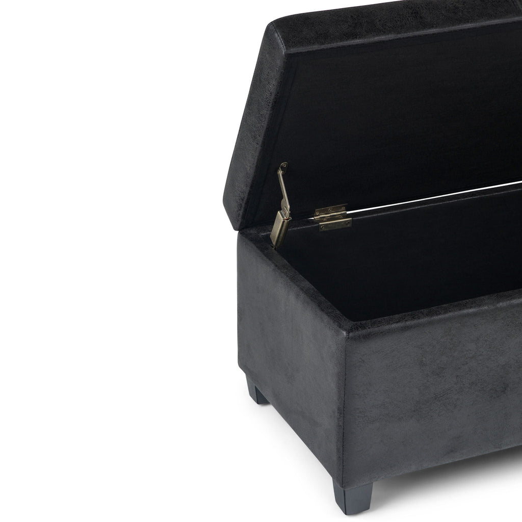 Avalon Contemporary Storage Ottoman Bench with Large Storage - Black, Dark Brown, Dark Gray
