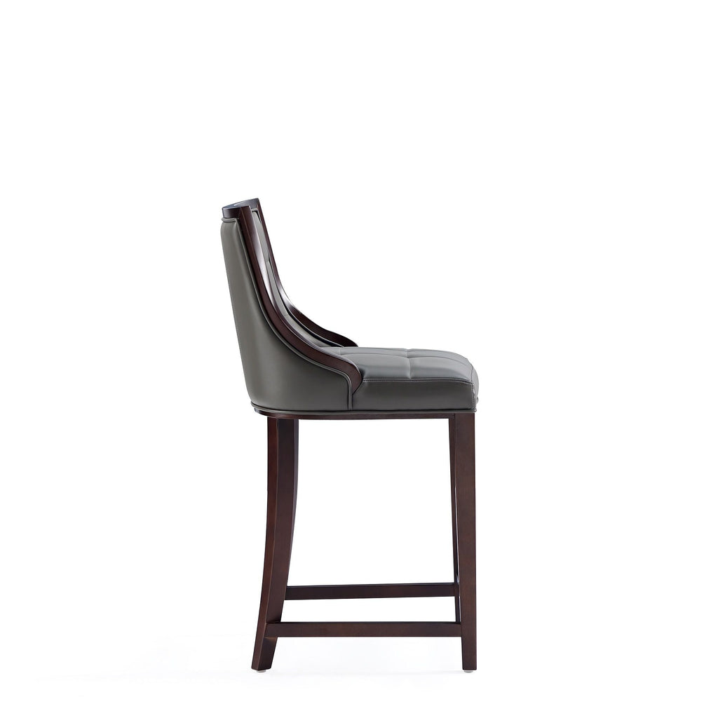 White Bar Height Stool with Solid Wood Frame - Traditional Design