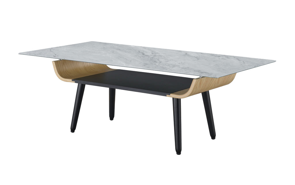 Landon Coffee Table with Glass Marble Texture Top