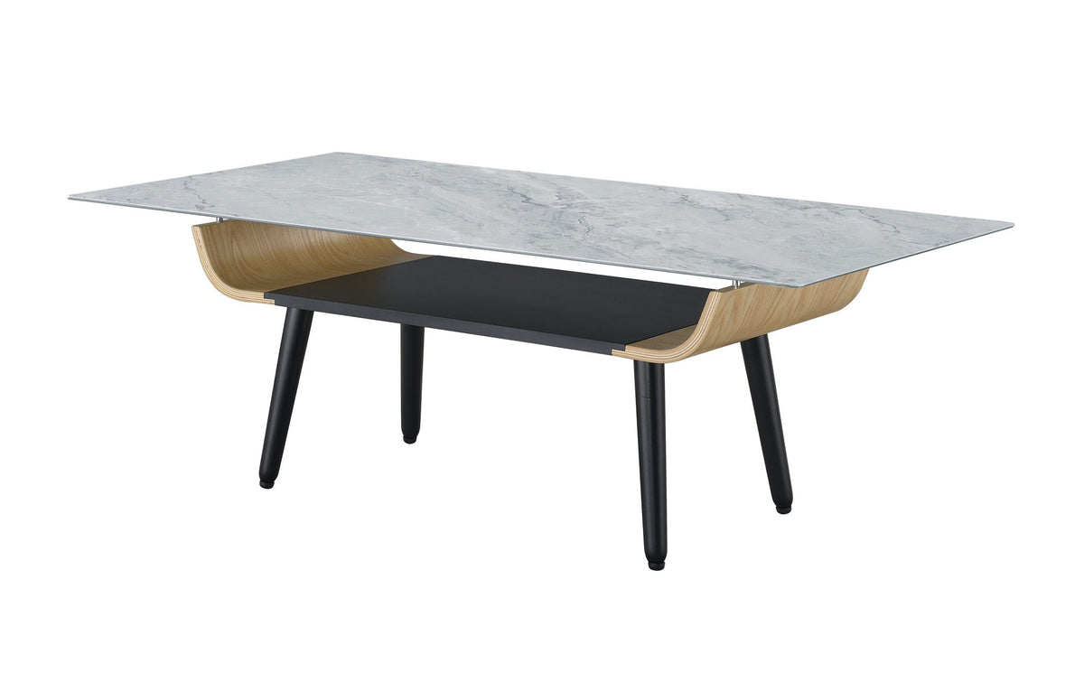 Landon Coffee Table with Glass Marble Texture Top