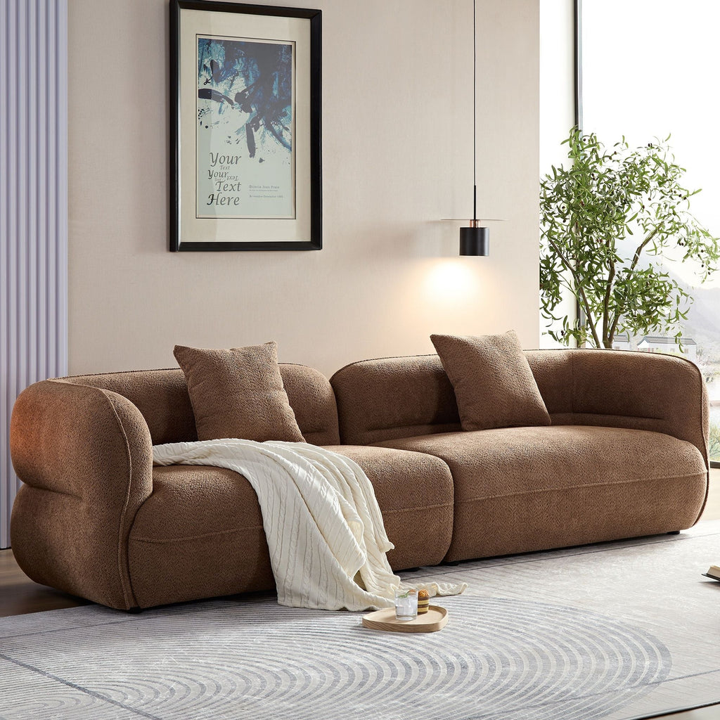 Sectional Sofa with Durable Fabric and Solid Wood Frame - Dark Brown or White