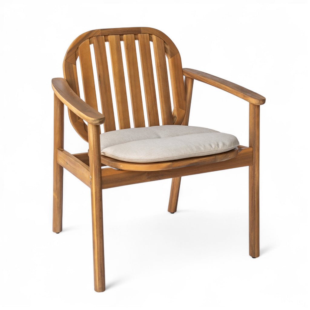 Meja Dining Chair with Cushion, Set of 2 - Acacia Wood Patio Seating