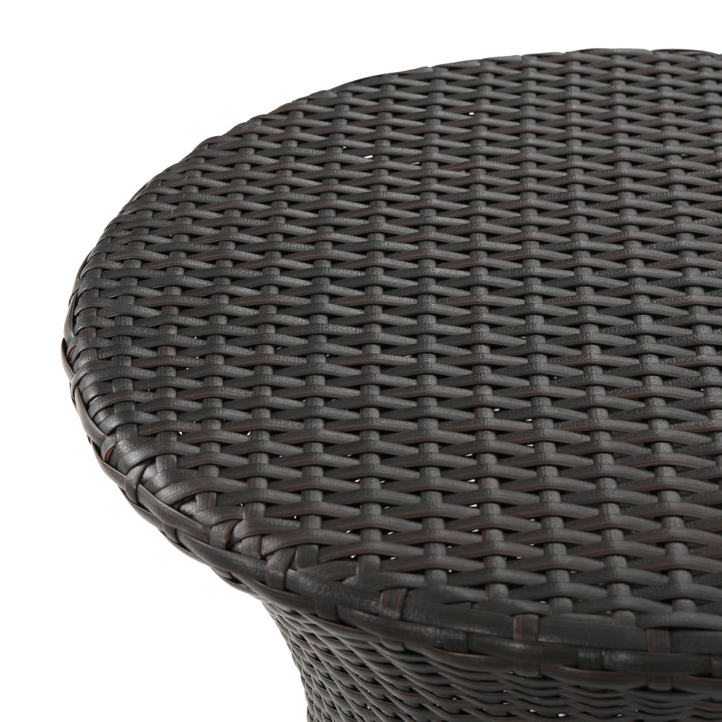 19" Kono Hourglass End Table with Durable PE Rattan - Brown Multi