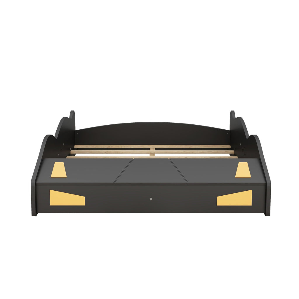 Race Car Platform Bed with Storage and Wheels - Black or Blue