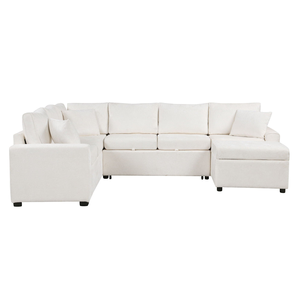 Sleeper Sectional Sofa with Storage Ottoman and USB Charging - White or Dark Gray