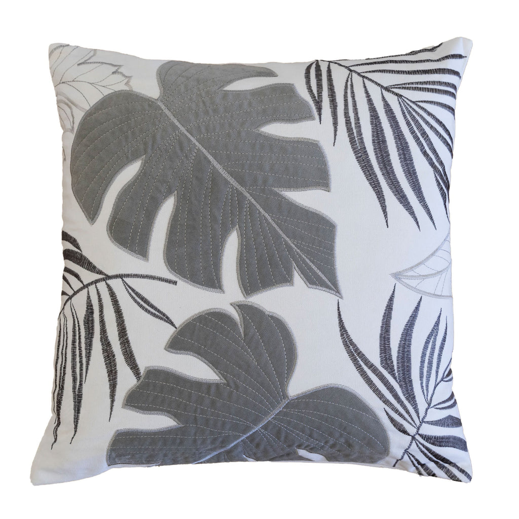 Autumn Vibes Leaf Accent Pillow Set of 2 with Hidden Zipper - Gray or Green